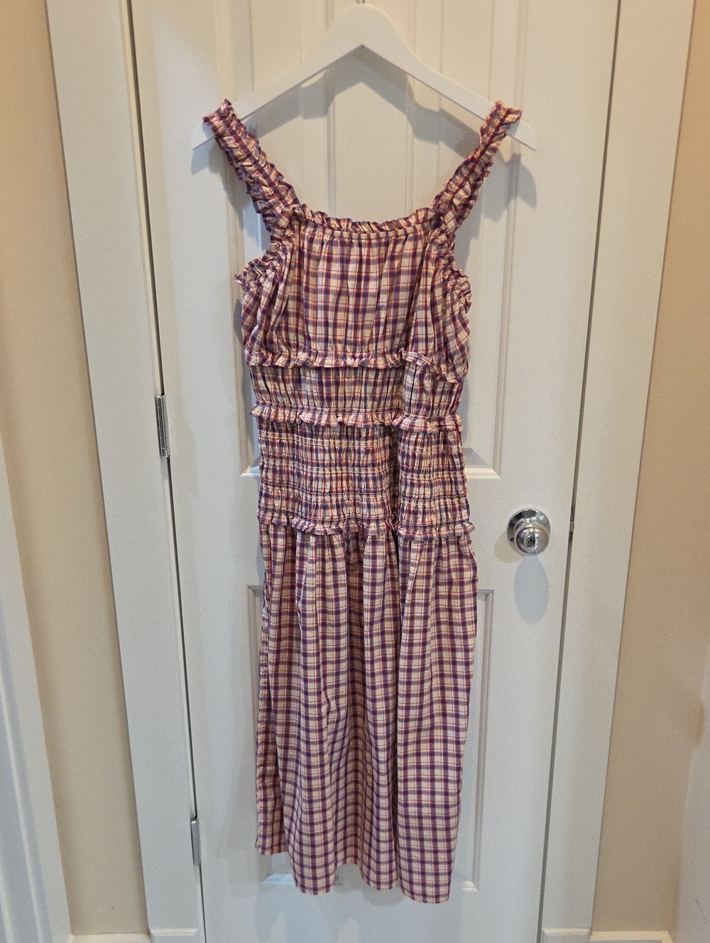 Time and Tru Women's Sleeveless Smocked Cotton Peasant Midi Dress.
